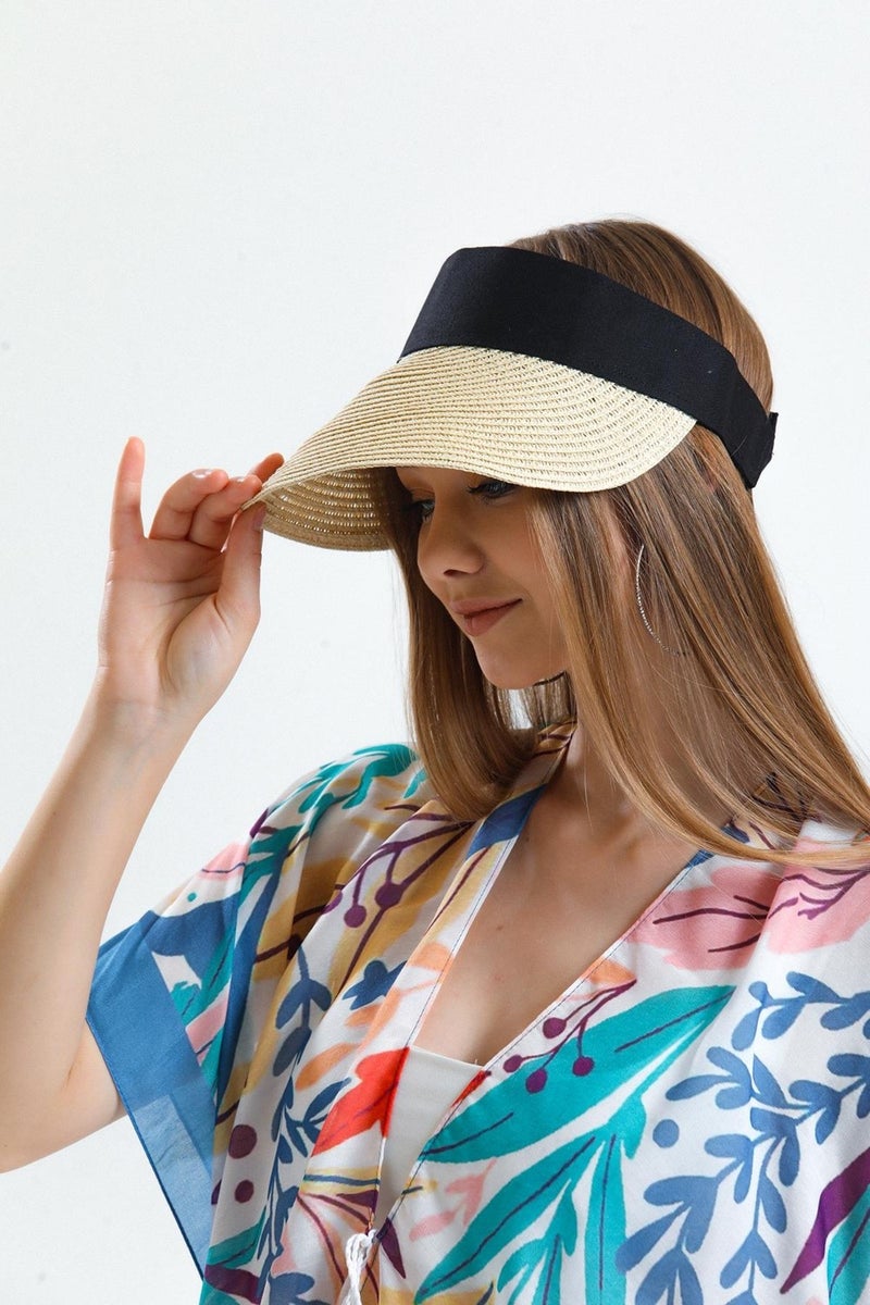 Saria Moda Saria Fashion Straw Visor-Tennis Player Foldable Women's Hat  - Image 1