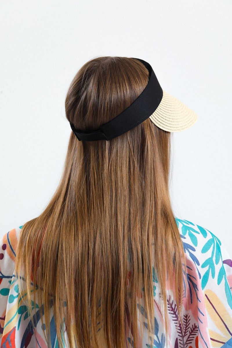 Saria Moda Saria Fashion Straw Visor-Tennis Player Foldable Women's Hat  - Image 3
