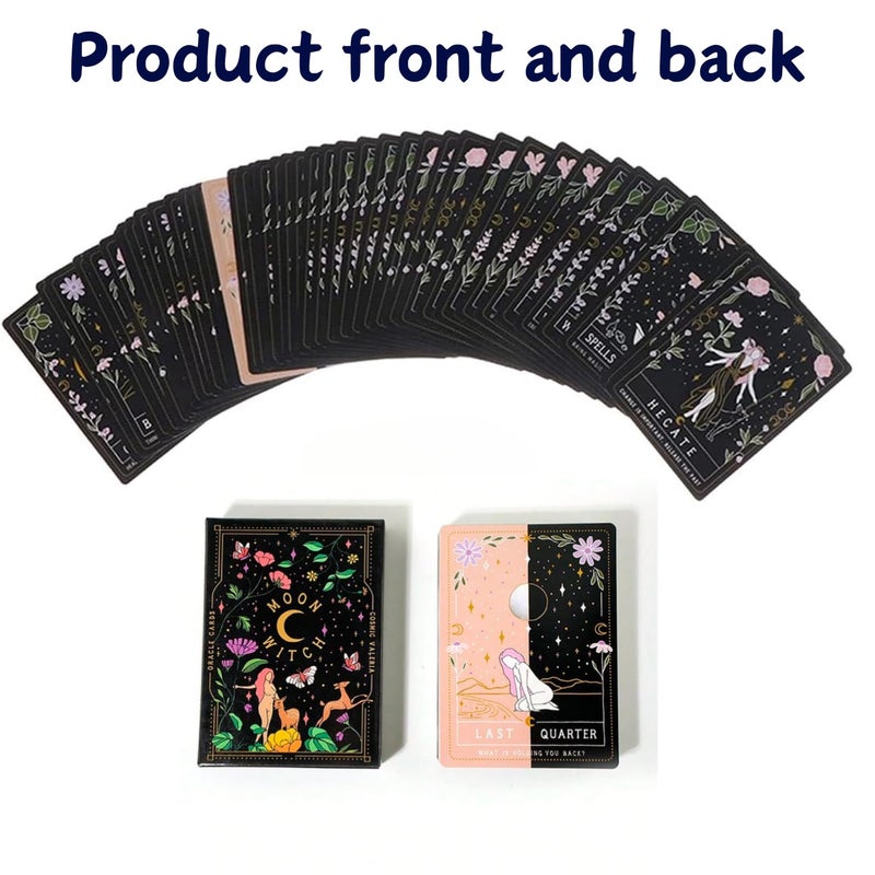 Flavizo 42 Pcs Card Tarot Deck for Beginners and Experts Black Oracle Cards Set with Meanings for Divination Fortune Telling and Spiritual Reading - Image 5