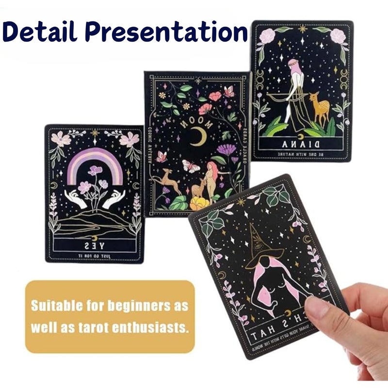 Flavizo 42 Pcs Card Tarot Deck for Beginners and Experts Black Oracle Cards Set with Meanings for Divination Fortune Telling and Spiritual Reading - Image 4