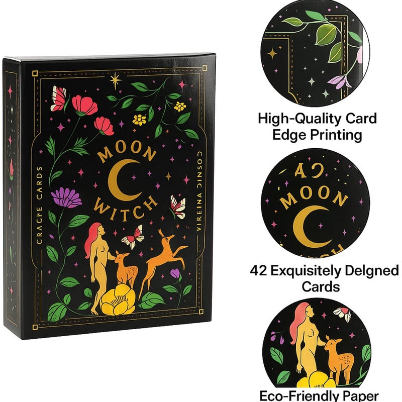 Flavizo 42 Pcs Card Tarot Deck for Beginners and Experts Black Oracle Cards Set with Meanings for Divination Fortune Telling and Spiritual Reading - Image 3