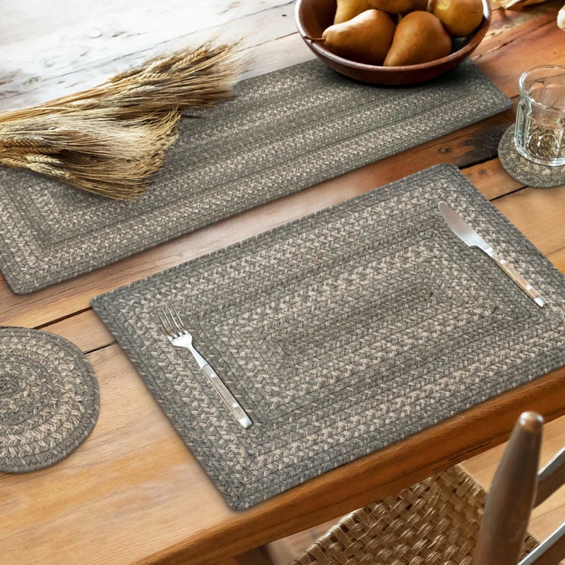 Homespice Grey Cloud Jute Braided Table Runner - Thick, Durable, Tightly Stitched, and Reversible - Ideal Long Table Runner for Dining Tables (Grey, Rectangular, 11x36 Inches) - Image 1