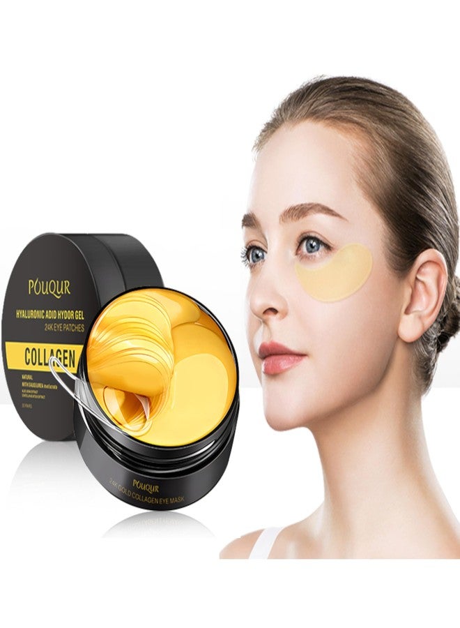 HIDOVETEC 24K Under Eye Patches Gold Collagen Eye Mask, 60 Pairs Hydrogel Under Eye Patches with Hyaluronic Acid, Anti-Aging Treatment for Dark Circles, Puffiness and Fine Lines - Image 1