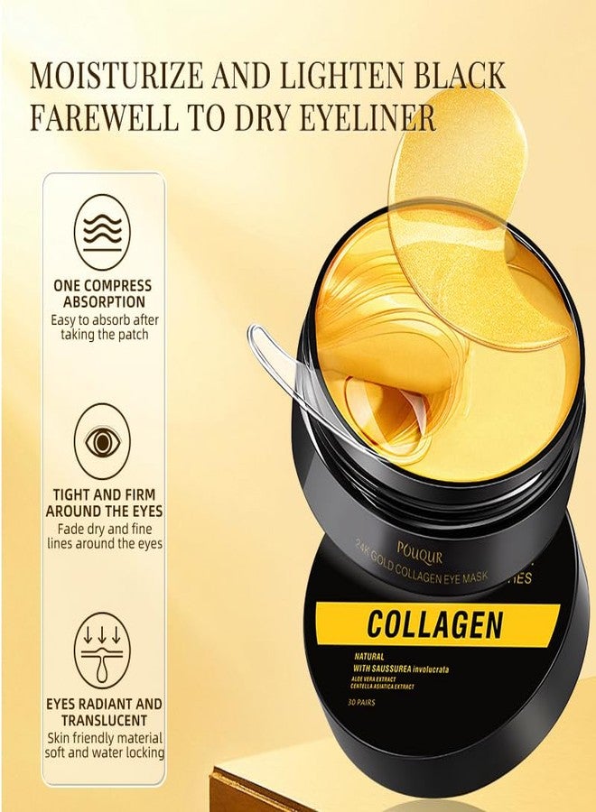 HIDOVETEC 24K Under Eye Patches Gold Collagen Eye Mask, 60 Pairs Hydrogel Under Eye Patches with Hyaluronic Acid, Anti-Aging Treatment for Dark Circles, Puffiness and Fine Lines - Image 4