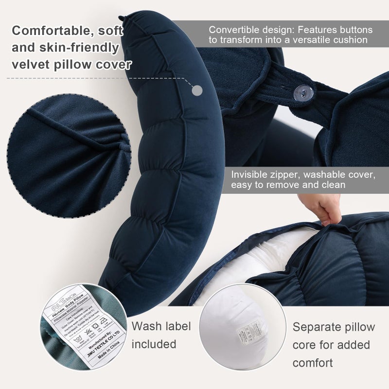 Ailuteie Peallow(Pat. Pend) â€“ Long Round Body Pillow for Adults, Bolster Pillow for Sleeping, Soft and Supportive Pillow for Sleeping & Lumbar Support (Teal Blue, 29.5") - Image 4