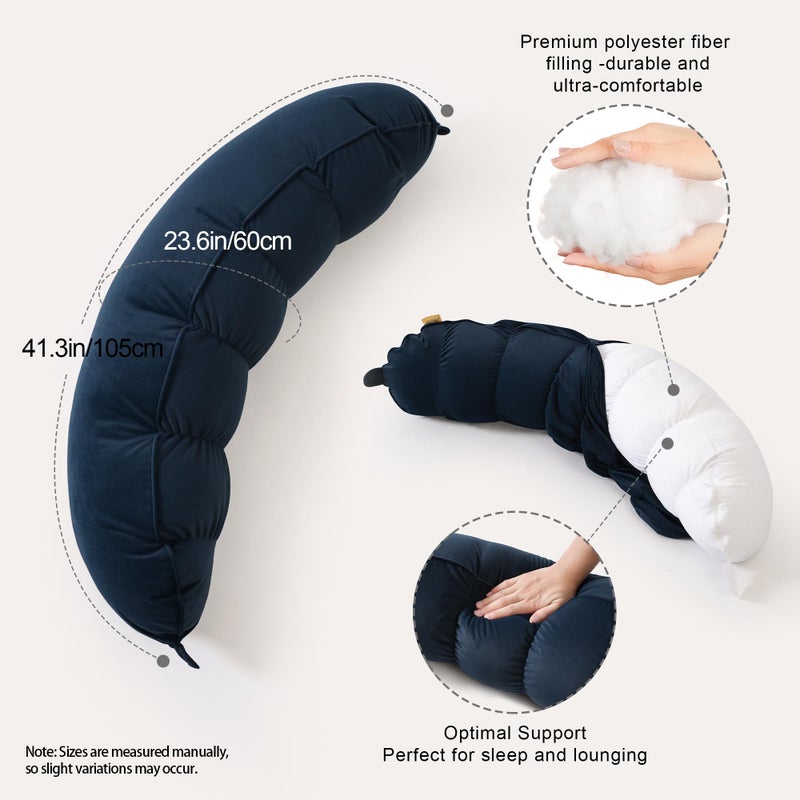 Ailuteie Peallow(Pat. Pend) â€“ Long Round Body Pillow for Adults, Bolster Pillow for Sleeping, Soft and Supportive Pillow for Sleeping & Lumbar Support (Teal Blue, 29.5") - Image 3
