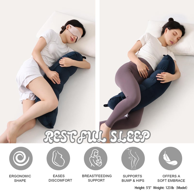 Ailuteie Peallow(Pat. Pend) â€“ Long Round Body Pillow for Adults, Bolster Pillow for Sleeping, Soft and Supportive Pillow for Sleeping & Lumbar Support (Teal Blue, 29.5") - Image 5