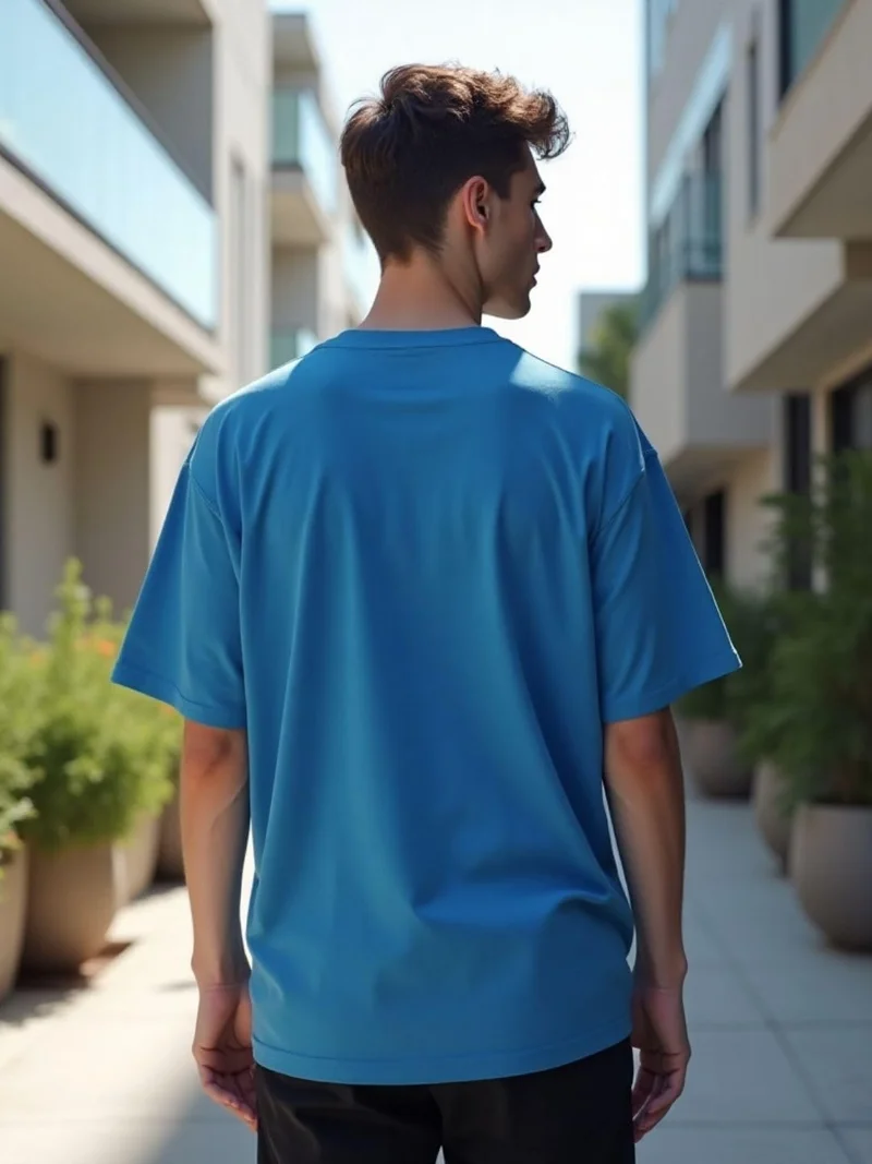 NOBERO  Men's Blue Oversized Cotton T-Shirt for Men | Best Price UAE