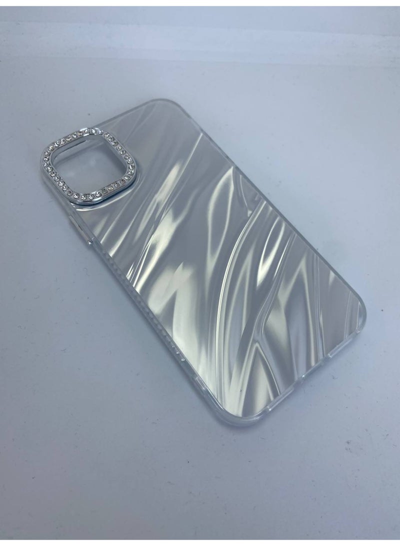 Stylish Case Camera Lens Protection Diamond Bling Silver Luxury Soft TPU Glitter Compatible with iPhone (  iPhone 15 Pro Max) - Image 3