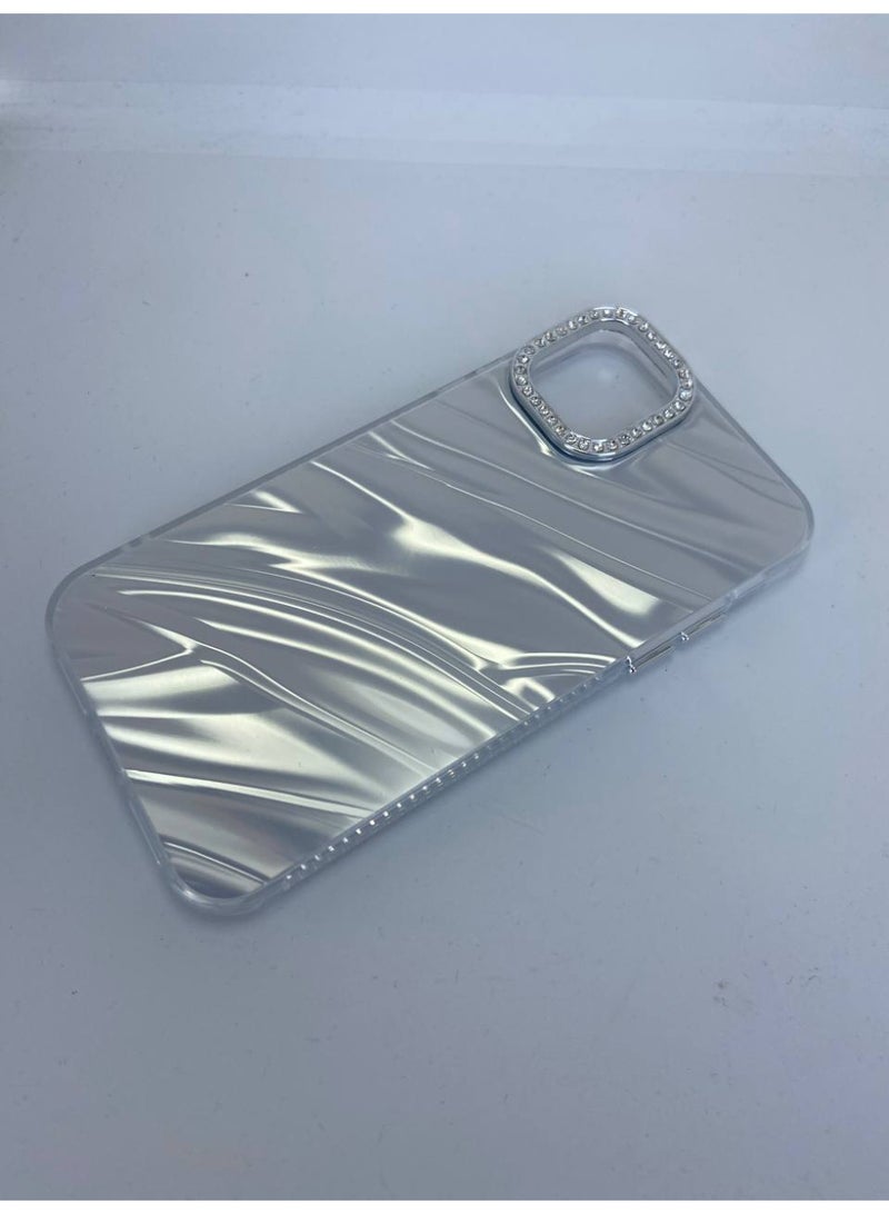 Stylish Case Camera Lens Protection Diamond Bling Silver Luxury Soft TPU Glitter Compatible with iPhone (  iPhone 15 Pro Max) - Image 2