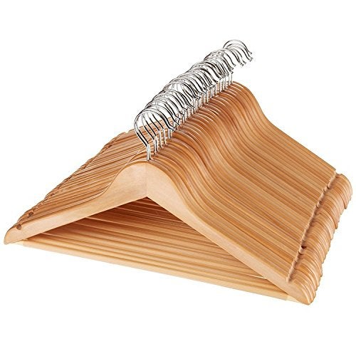 SLA HKC HOUSE 360 Degree Swivel Hook, Smooth Finishing Precise Notched Design Solid Wooden Suit/Coat Hangers for Suits, Coats, Jackets, Pants, Dresses (Natural) - Pack of 12 - Image 5