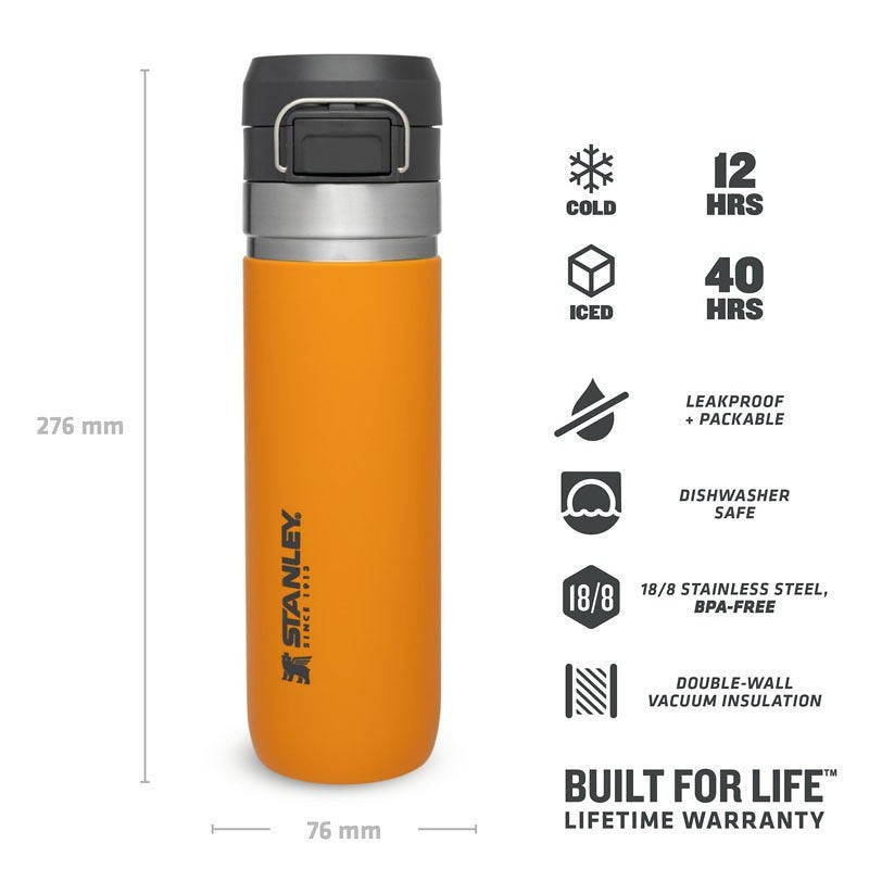 Stanley 709ml / 24oz - 18/8 Stainless Steel - Quick Flip Bottle - Saffron - Image 3