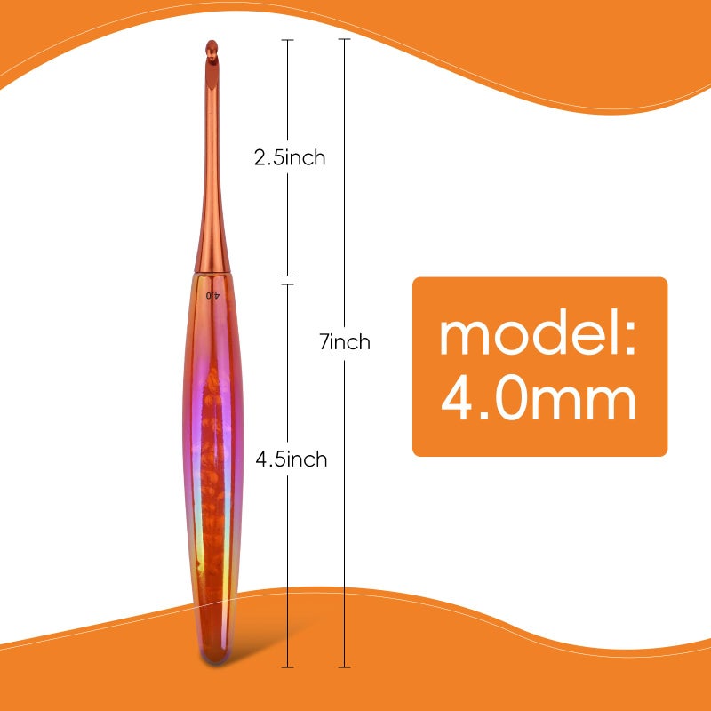 BsHooker 4mm Crochet Hook,Inline Crochet Hook with Ergonomic Acrylic Handle for Arthritic Hands,Extra Long Knitting Needles for Crocheting Yarn,Stainless Steal Polished Hook Head for Beginner - Image 2