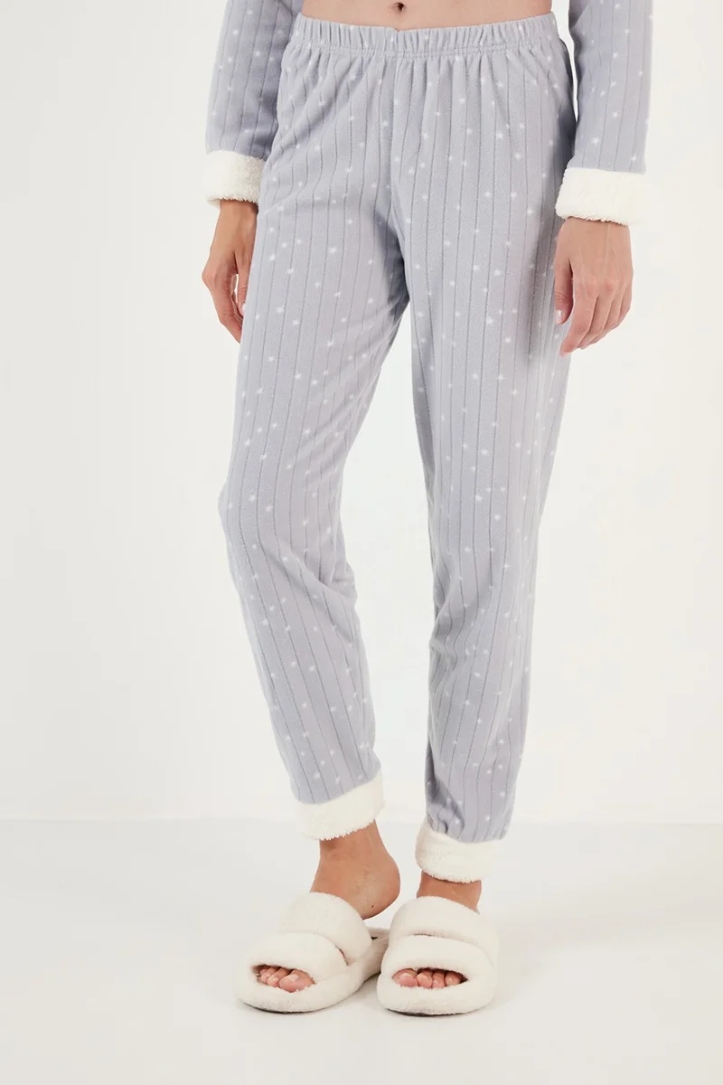 Lela Patterned Regular Fit Hooded Fleece Pajama Set Women's Pajama Set 6571004