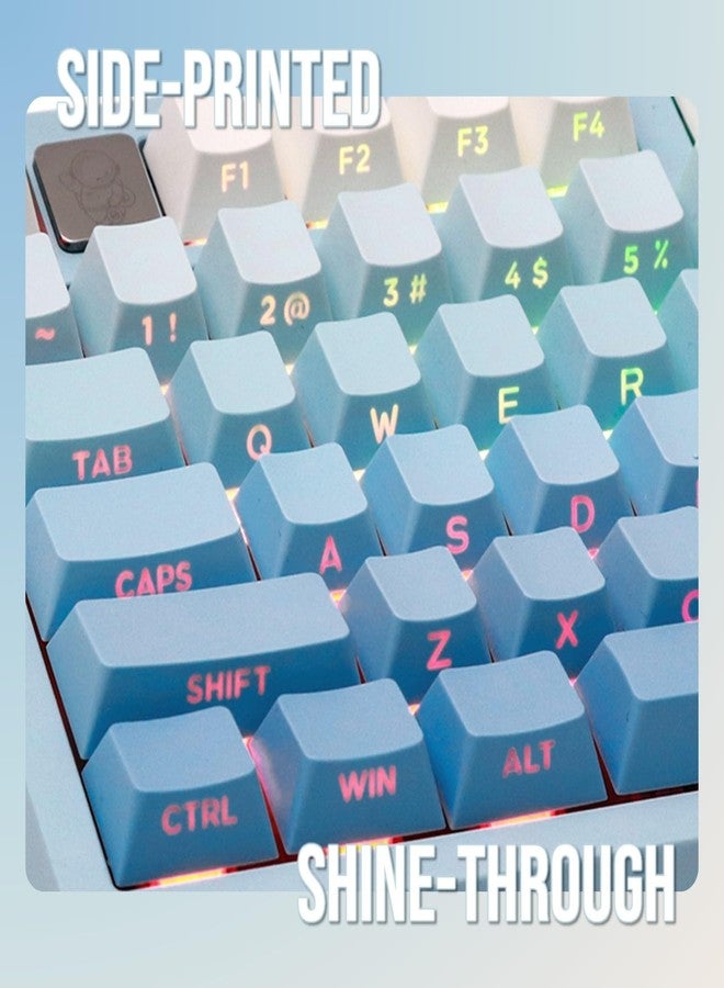 EPOMAKER 133-Key Double-Shot Side-Printed PBT Keycap Set for Mechanical Gaming Keyboard, Compatible with ANSI/ISO Layout, MX-Clone Switches Gateron/Kailh/Epomaker Switch (Sky Blue, Cherry Profile) - Image 2