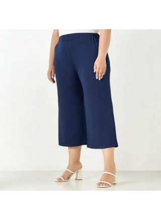 Plus Size Ulla Popken Solid Culottes with Elasticated Waistband and Pockets - pzsku/Z9E21E570322BF0DA952BZ/45/_/1728433028/4d0fe42c-21da-4946-80fc-a43b50832df7