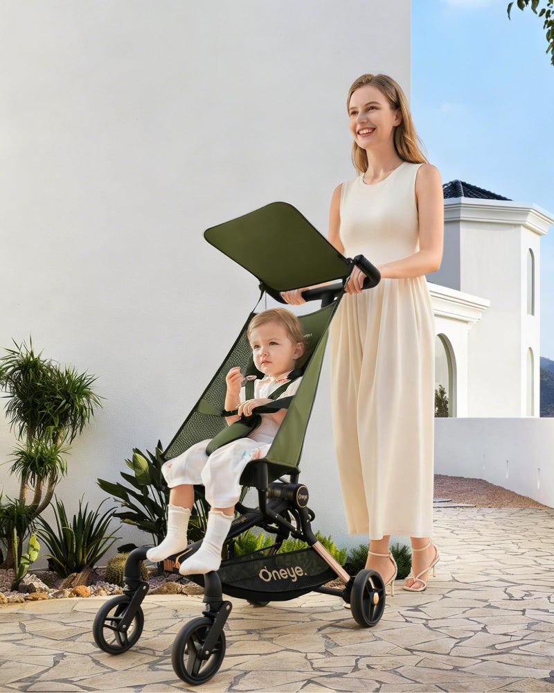 Oneye Travel Stroller for Airplane, Ultra Lightweight Baby Stroller for Toddlers with Canopy, Foldable & Compact Strollers with Jumbo Seat & Large Storage Basket,10.19lb,Stable & One-Hand Fold, Green - Image 1