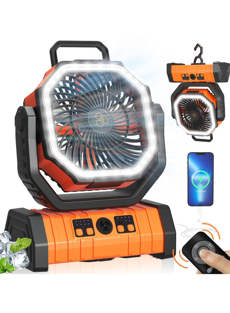 Bukela Portable Rechargeable Camping Fan with LED Lantern - 20000mAh Battery, 4 Speed & 270°Rotation, Smart Timer for Camping Fishing Outdoor/Office (1-8H Usage) - Image 1