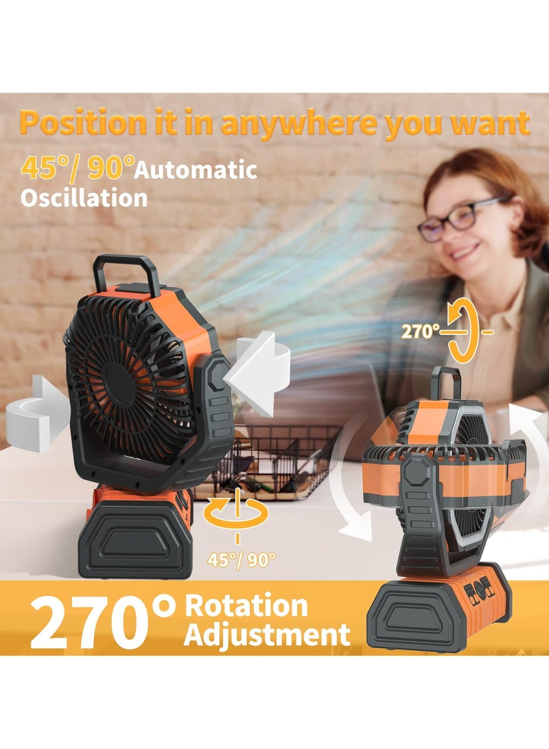 Bukela Portable Rechargeable Camping Fan with LED Lantern - 20000mAh Battery, 4 Speed & 270°Rotation, Smart Timer for Camping Fishing Outdoor/Office (1-8H Usage) - Image 3