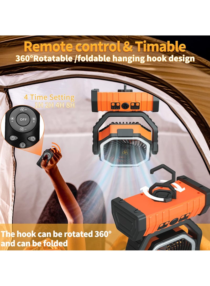 Bukela Portable Rechargeable Camping Fan with LED Lantern - 20000mAh Battery, 4 Speed & 270°Rotation, Smart Timer for Camping Fishing Outdoor/Office (1-8H Usage) - Image 5