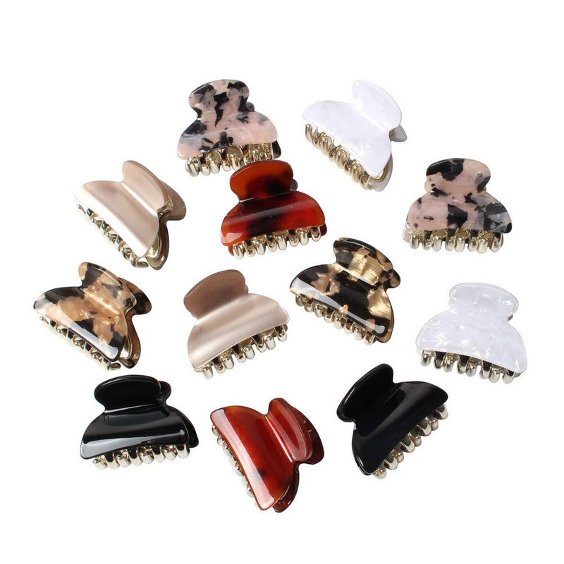 157 inch Floral Printed Small Acrylic Hair Claw Clips for Girls and WomenPlastic NoSlip Grip Jaw Hair Clip Hair Jaw Clamp Pack of 12 Color C