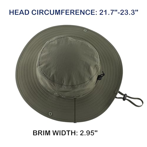 Connectyle Sun Hat for Men UV Protection Safari Hat for Fishing Hiking Gardening Breathable Cowboy Hat UPF50 Light Army Green - Image 3