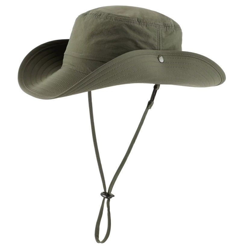 Connectyle Sun Hat for Men UV Protection Safari Hat for Fishing Hiking Gardening Breathable Cowboy Hat UPF50 Light Army Green - Image 2