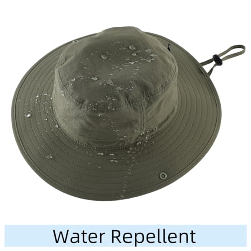 Connectyle Sun Hat for Men UV Protection Safari Hat for Fishing Hiking Gardening Breathable Cowboy Hat UPF50 Light Army Green - Image 4