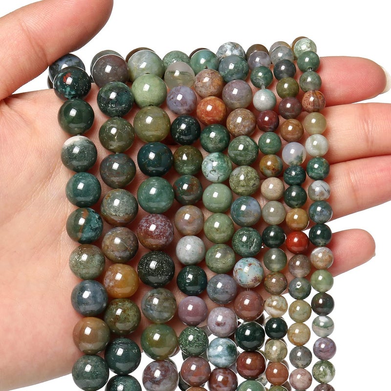 60pcs 6mm Natural Stone Beads Indian Agate Beads Crystal Gemstone for Jewelry Making DIY Bracelet Necklace