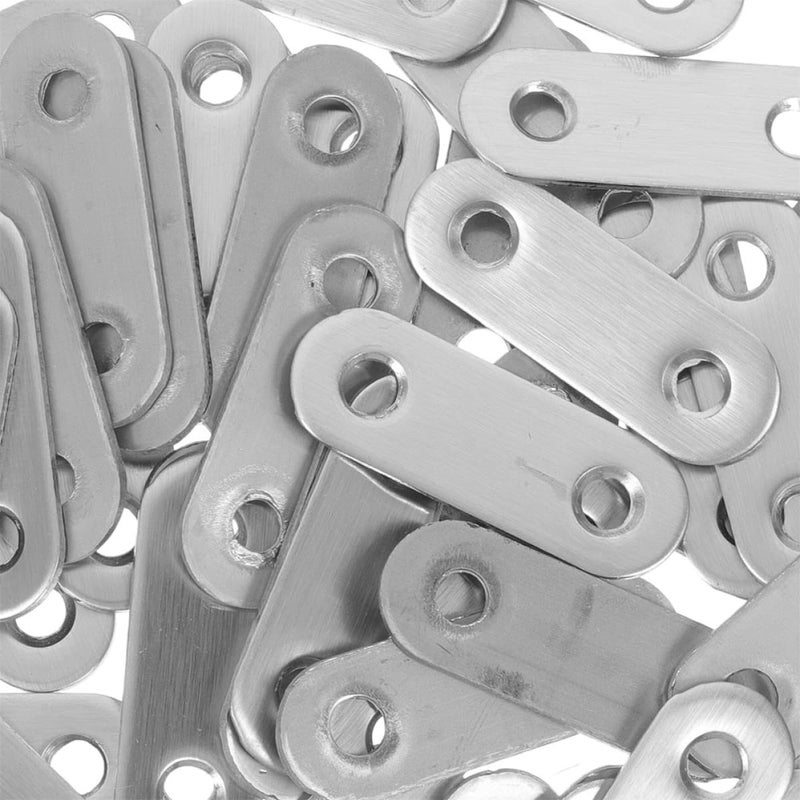40pcs Stainless Steel Flat Straight Bracket Metal Mending Plates Heavy Duty Repair Brace Plates for Wood Furniture Cabinet Shelves 16x50mm - Image 3