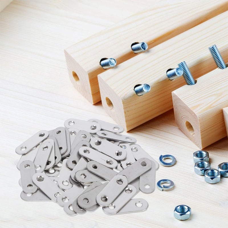 40pcs Stainless Steel Flat Straight Bracket Metal Mending Plates Heavy Duty Repair Brace Plates for Wood Furniture Cabinet Shelves 16x50mm - Image 5