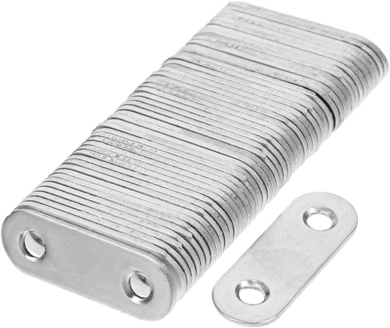 40pcs Stainless Steel Flat Straight Bracket Metal Mending Plates Heavy Duty Repair Brace Plates for Wood Furniture Cabinet Shelves 16x50mm - Image 1