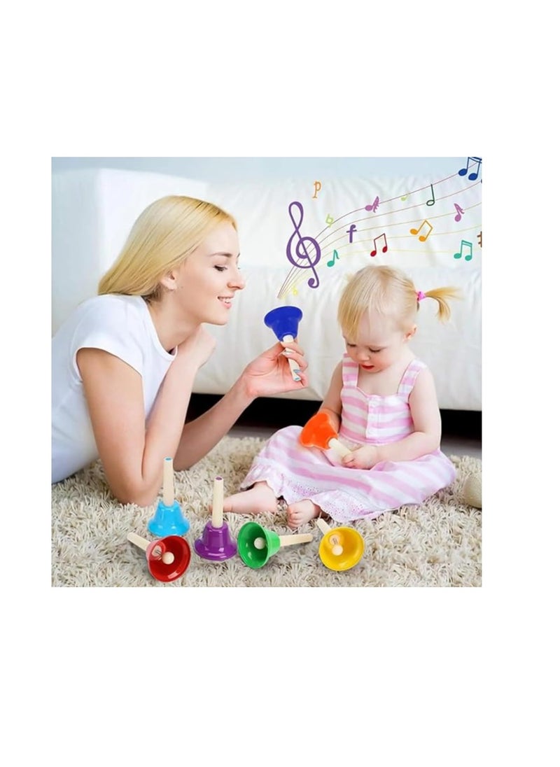 Megarya Percussions 8-Note Colorful Metal Hand Bell Handbells Set Musical Instrument Toy for Kids Children Festival Gifts  - Image 2