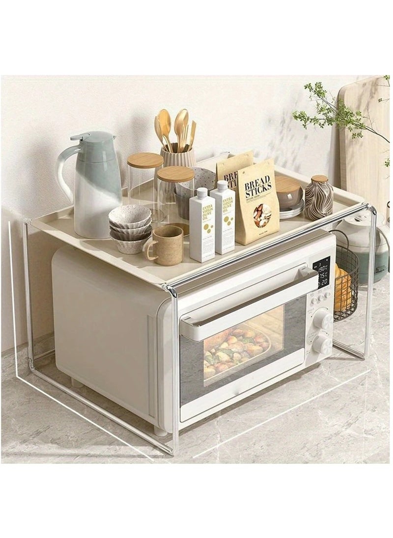 Hihonor Detachable Carbon Steel Storage Rack for Kitchen Countertop – Space-Saving Microwave & Oven Stand with Sturdy Metal Frame, Perfect for Organizing Cookware and Utensils, Kitchen Storage Rack (White)  - Image 1