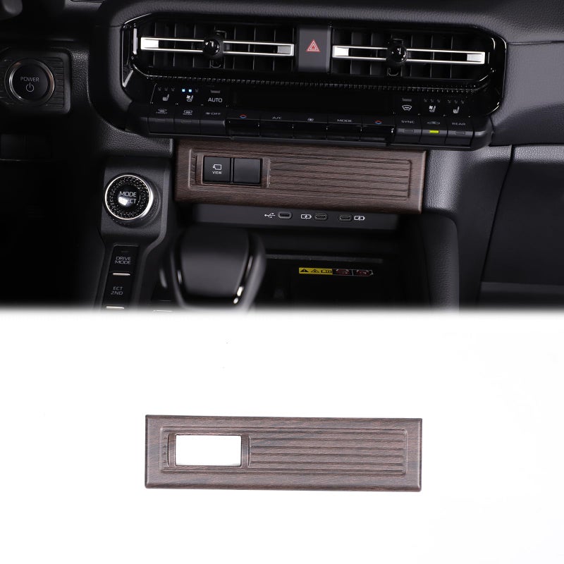 Heutamo Center Console Cigarette Lighter Panel Trim Cover Compatible with Toyota Land Cruiser Prado 250 J250 LC250 2024 2025 ABS Center Control Interior Trim Accessories Oak Wood Pattern