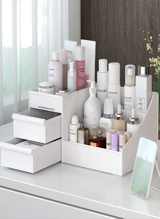 AMV MART PackOf 1 Makeup Organizer for Vanity Cosmetic Organizer Box Drawers Storage Box Plastic Stationary Box | Make Up Organiser for Lipsticks, Lotions, Jewelry, Nail Care, Skincare, Ideal For Women - Image 1