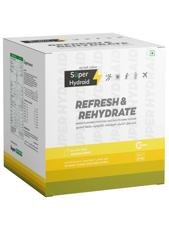 Super Hydraid Refresh & Rehydrate Mango Flavoured Sachets 10 x 21g - Image 2