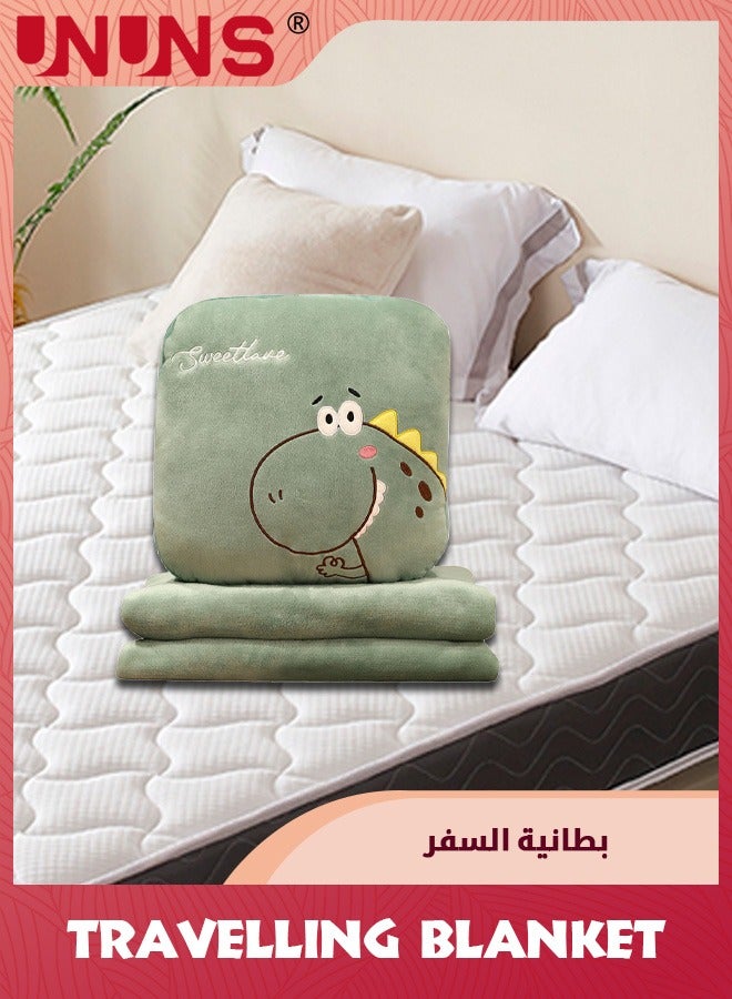 UNUNS 15" Stuffed Dinosaur Travel Blanket and Pillow Set,3 In 1 Plush Stuffed Hugging Pillow With Pillow Blanket For Kids Gift Travel Airplane Train Bed Office Nap  - Image 3