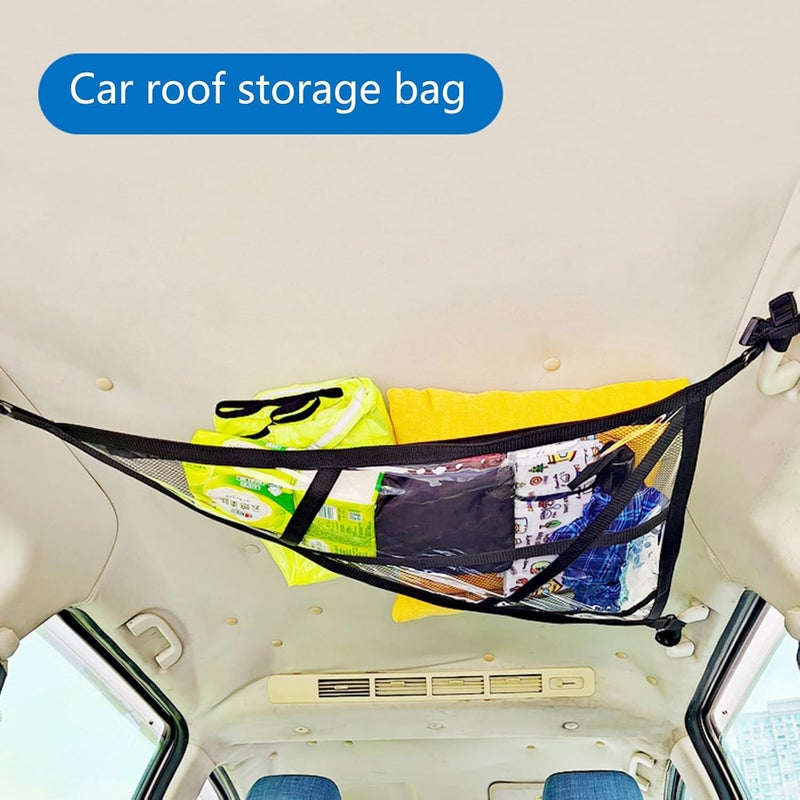 Car Ceiling Cargo Net Storage Mesh Organizer, Double Layer Roof Mesh Camping for, SUV for Garage Ceiling Storage - Image 3