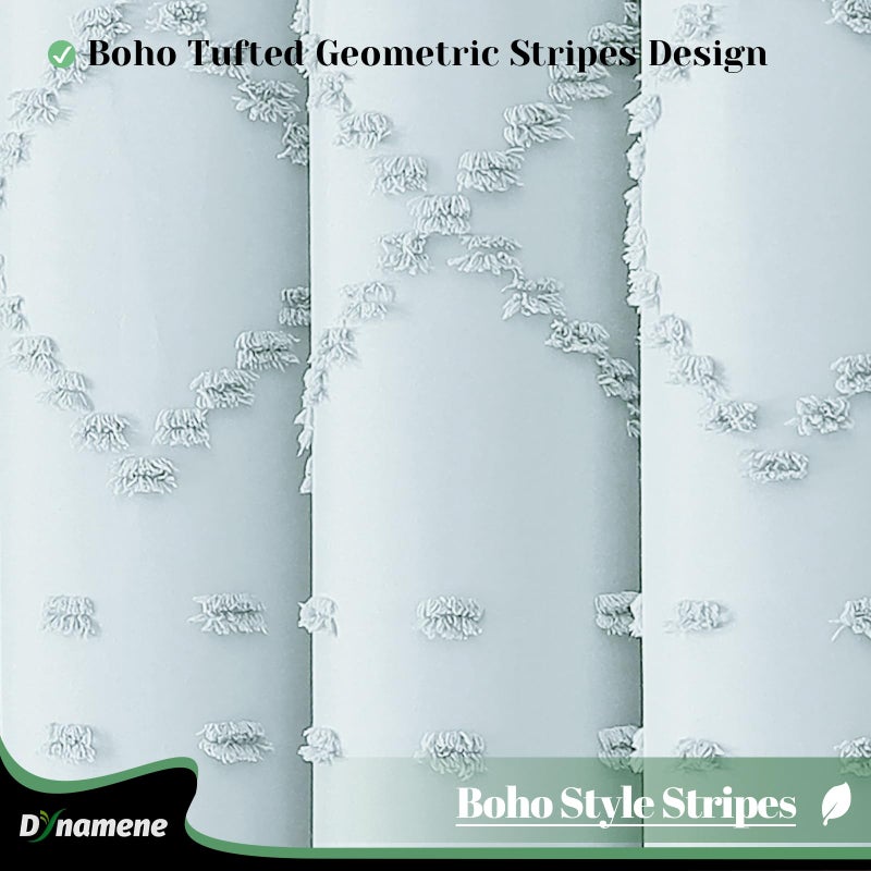 Dynamene ستارة دش دش Dynamene stall 54 × 78 بوصة بوهو معنقدة ستائر دش مخطط مخطط للحمام الحمام مجموعة الستار الدش مع 10 خطافات قابلة للغسل الأزرق - Image 2