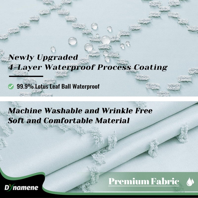 Dynamene ستارة دش دش Dynamene stall 54 × 78 بوصة بوهو معنقدة ستائر دش مخطط مخطط للحمام الحمام مجموعة الستار الدش مع 10 خطافات قابلة للغسل الأزرق - Image 3