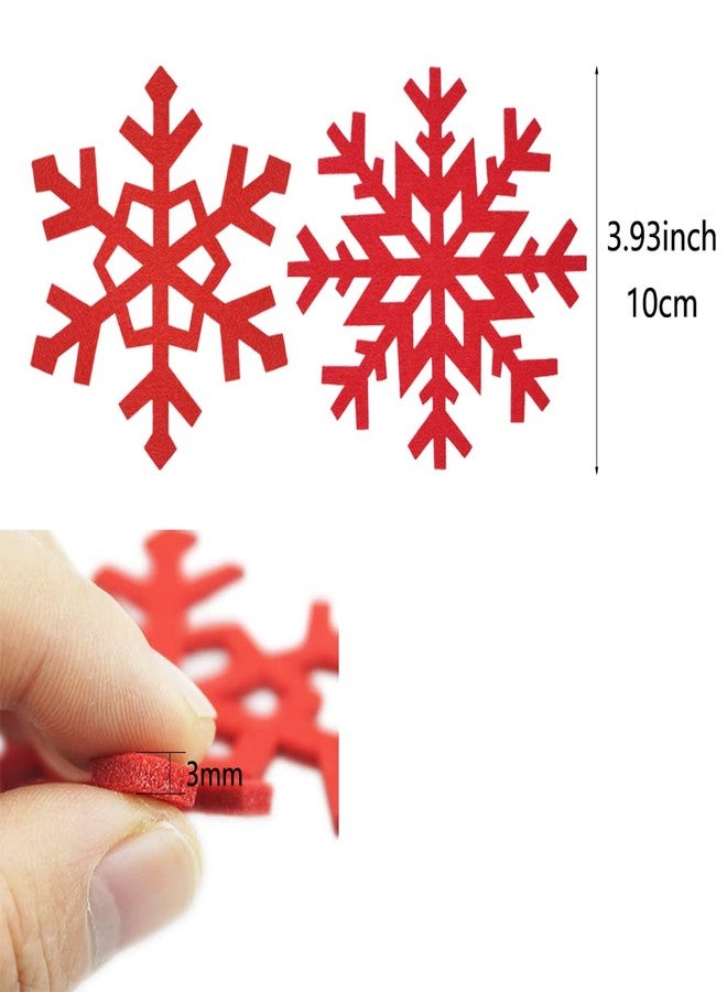 SaktopDeco 10PCS Red Snowflake Felt Coasters Set Christmas Drink Coasters Cup Mat for Christmas Winter Party Decoration - Image 2