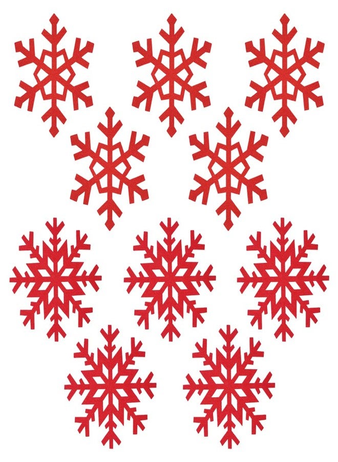 SaktopDeco 10PCS Red Snowflake Felt Coasters Set Christmas Drink Coasters Cup Mat for Christmas Winter Party Decoration - Image 1