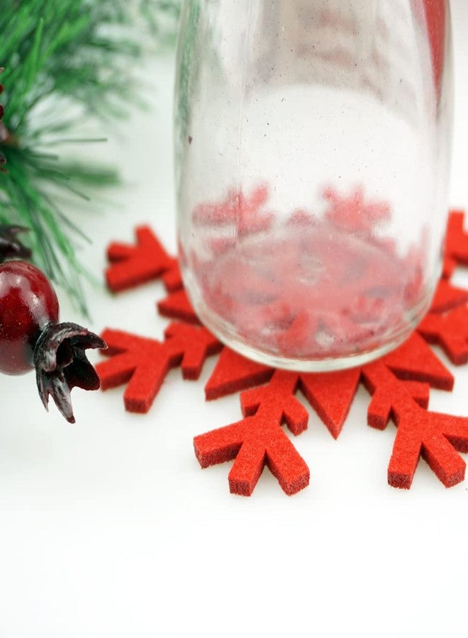 SaktopDeco 10PCS Red Snowflake Felt Coasters Set Christmas Drink Coasters Cup Mat for Christmas Winter Party Decoration - Image 5