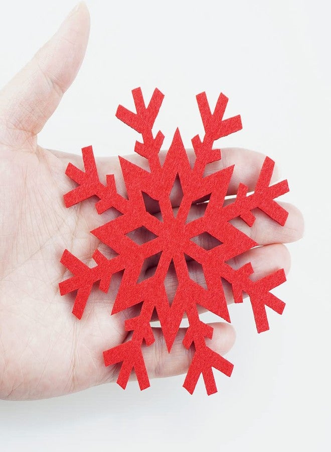 SaktopDeco 10PCS Red Snowflake Felt Coasters Set Christmas Drink Coasters Cup Mat for Christmas Winter Party Decoration - Image 3
