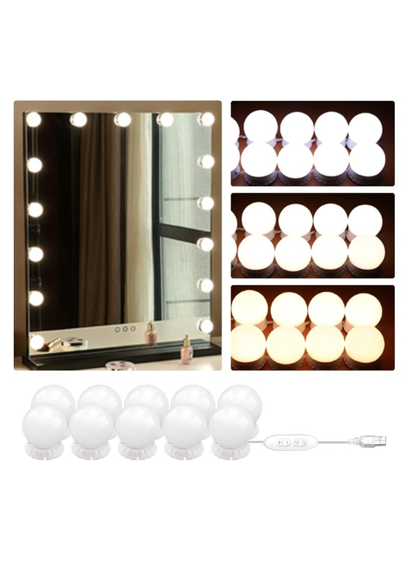 Generic - Vanity Lights Kits DIY, Makeup Lights with 10pcs Dimmable Bulbs, 3Colour Modes with Touch Sensor Dimmer Switch for Dressing Table - Image 1