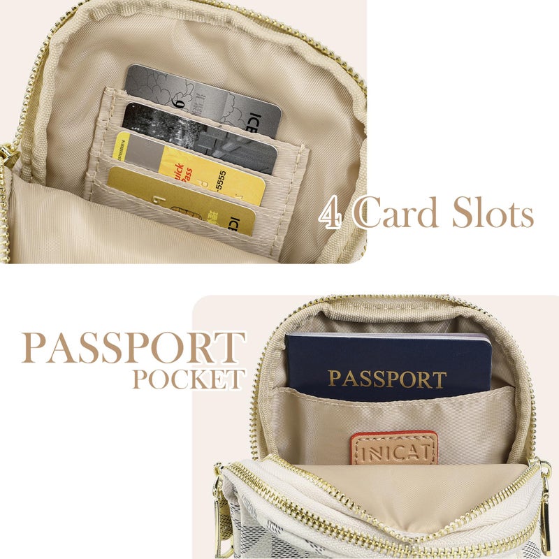 INICAT Travel Small Sling Bag Leather Crossbody Bags for Women Fanny Packs Cross Body Bag for Woman Cross Body Purses(White Blue Checkered) - Image 4