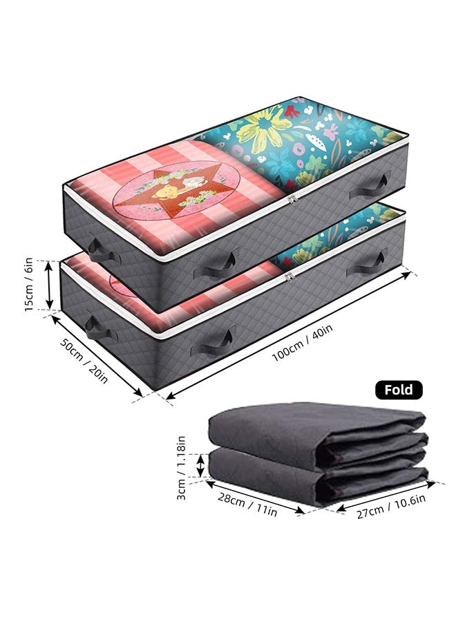 تودي جي هو 2 حزمة كيس تخزين تحت السرير ، حاويات تخزين قابلة للطي تحت السرير ، منظمي الخزانة وخزانات التخزين ، تخزين تحت السرير لبطانيات الملابس والأحذية (رمادي داكن) - Image 2