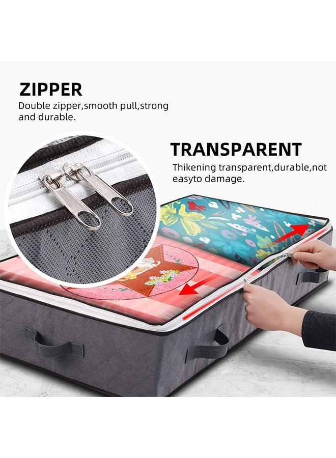 تودي جي هو 2 حزمة كيس تخزين تحت السرير ، حاويات تخزين قابلة للطي تحت السرير ، منظمي الخزانة وخزانات التخزين ، تخزين تحت السرير لبطانيات الملابس والأحذية (رمادي داكن) - Image 4