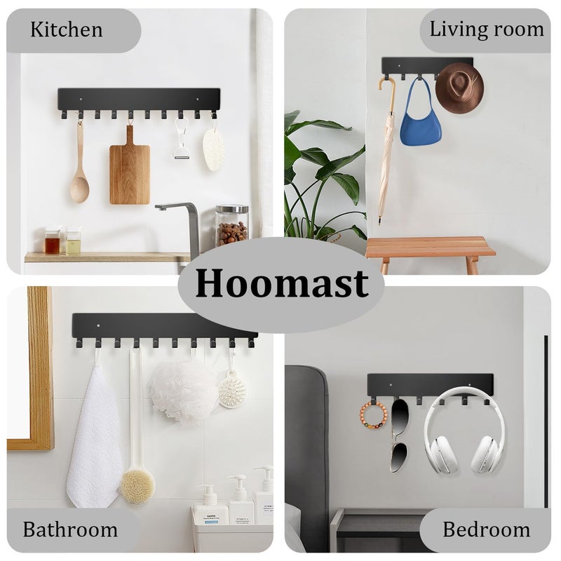 Hoomast Key Holder Wall Mount with 10 Hooks - Key Rack Organizer for Entryway, Kitchen & Office, Screw-in Mounting 1 Pack 14 Inch - Image 2